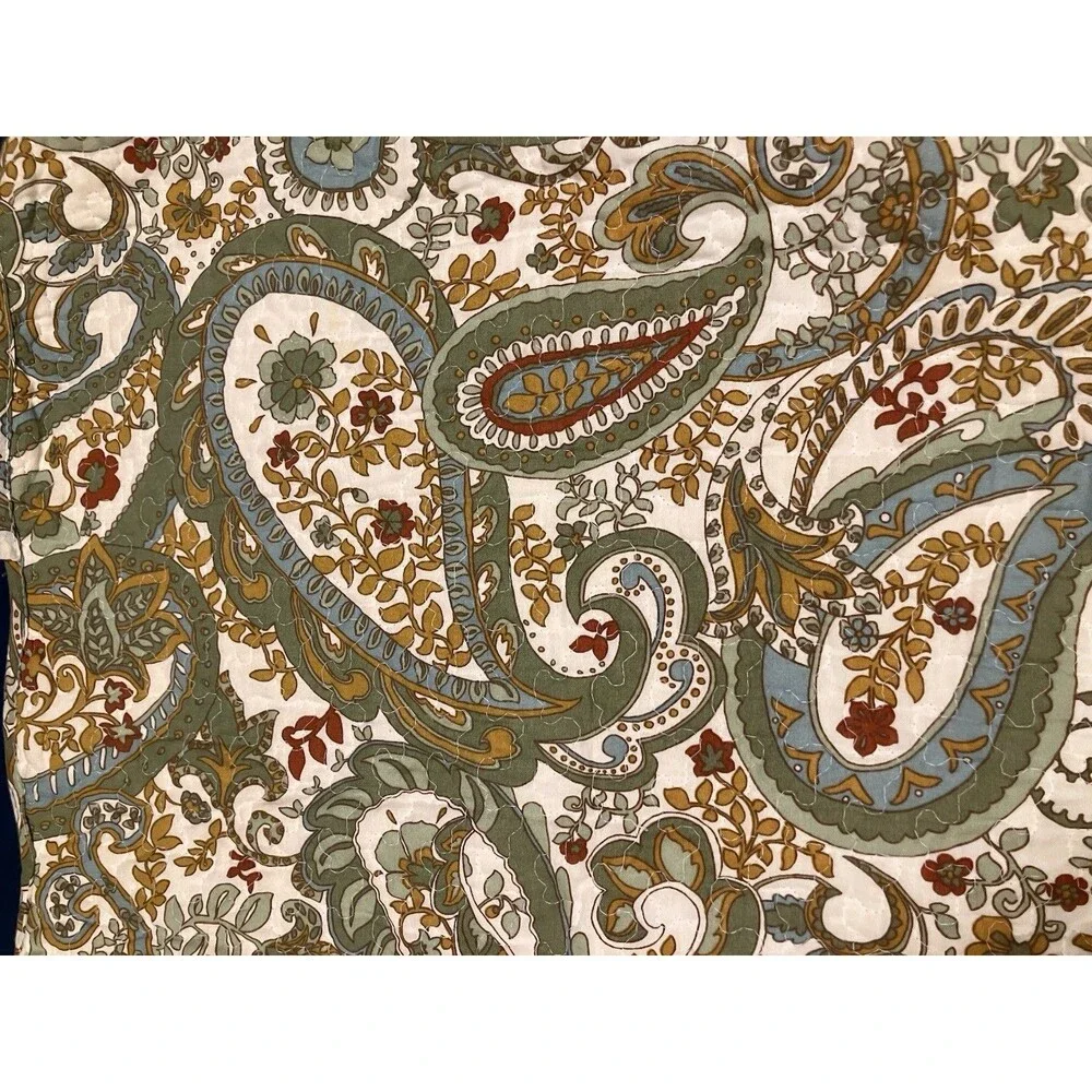 Domain Quilted Pillow Shams Set Of 2 Floral Paisley 21x27” Retro Boho